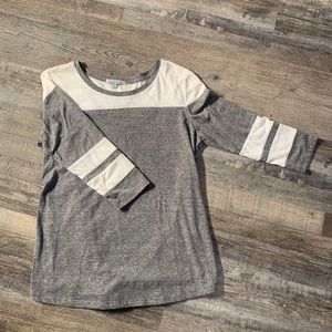 Charlotte Russe gray and white Baseball Tee